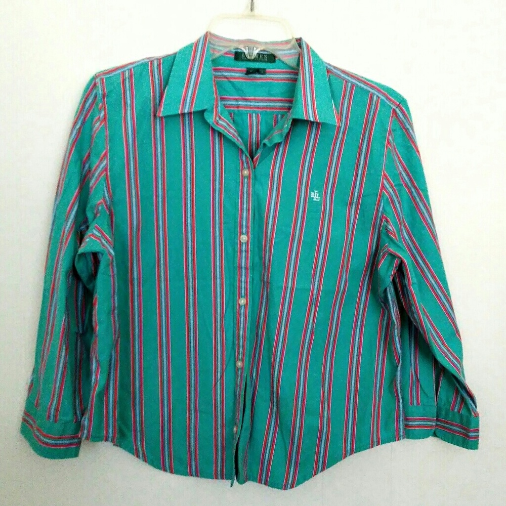 Lauren Ralph Lauren Striped Button Down Top - Picture 2 of 8